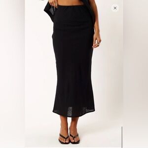 NWOT- Petal And Pup Linen Maxi Skirt, Black, Medium